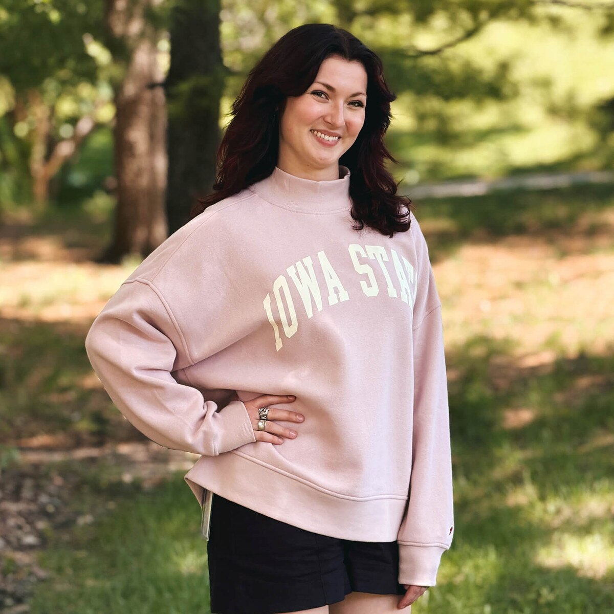 League Women's Iowa State Dusty Pink Mock Neck Crew Sweatshirt